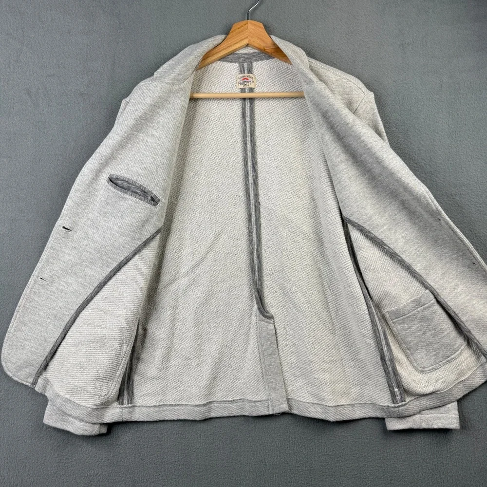 Faherty Inlet Blazer Mens Medium Knit Stretch Unstructured Jacket Gray